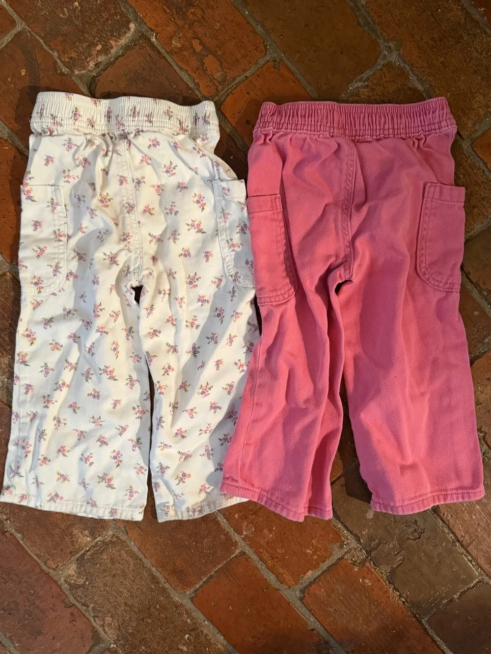 Old Navy Toddler Girls Wide Leg Pants Lot of 2 Floral Pink, Size 2T